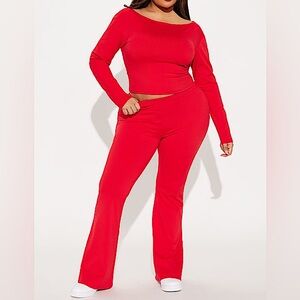 Red Boot Cut Flare Pants